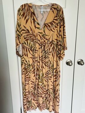 Rachel Pally Mustard Palm-Print Maxi Dress